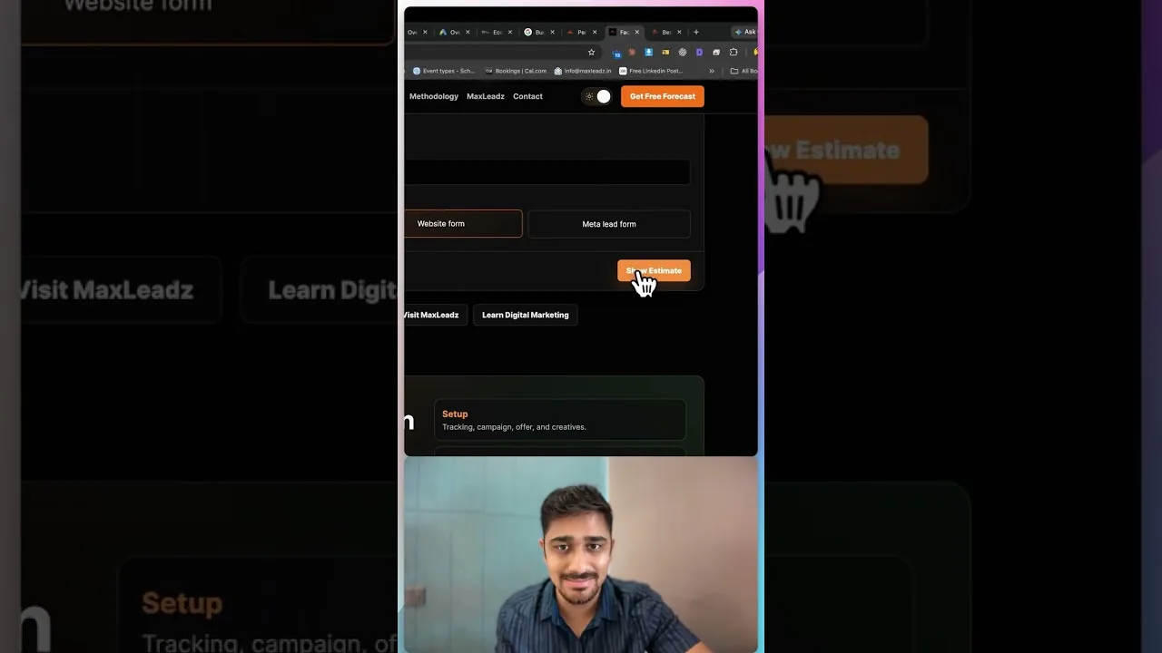 Vertical proof video showing live MaxLeadz Meta and Google advertising accounts demonstrated by Utsav Daga